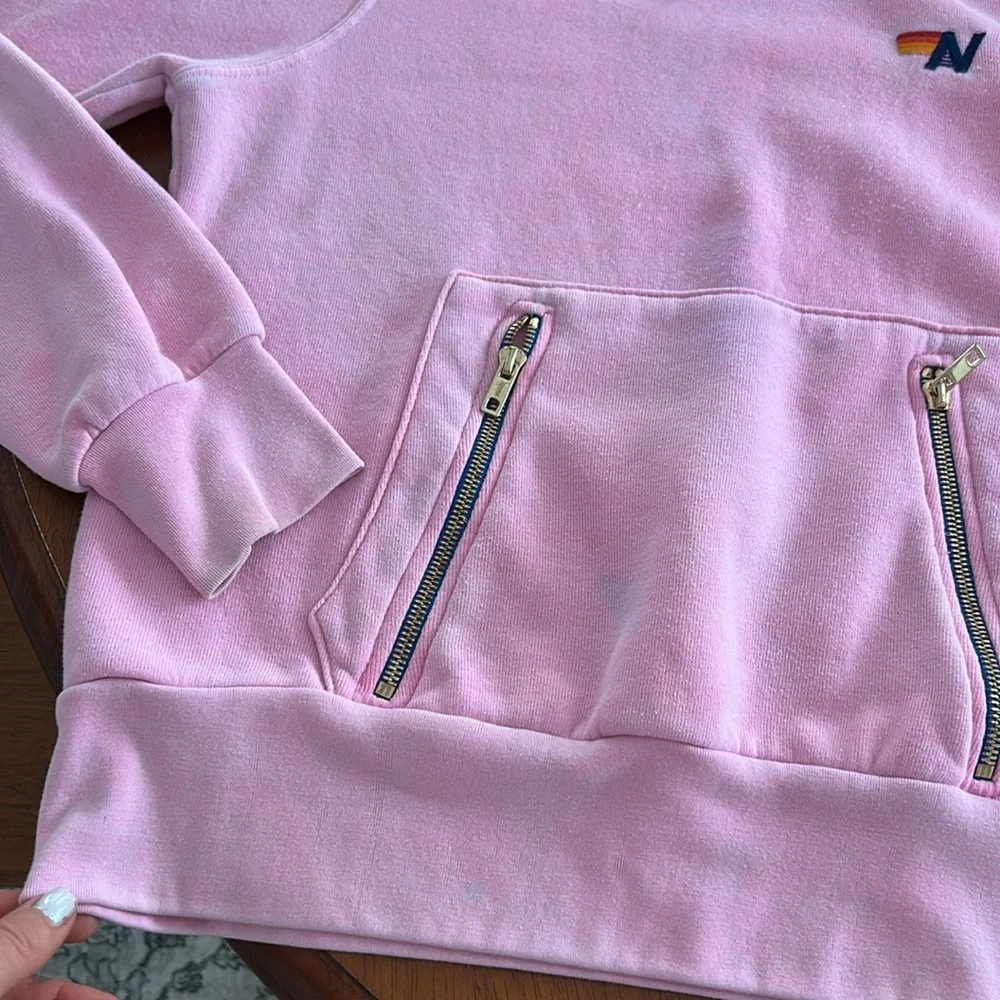 Aviator nation pink hoodie sweatshirt zip pocket - Picture 6 of 16